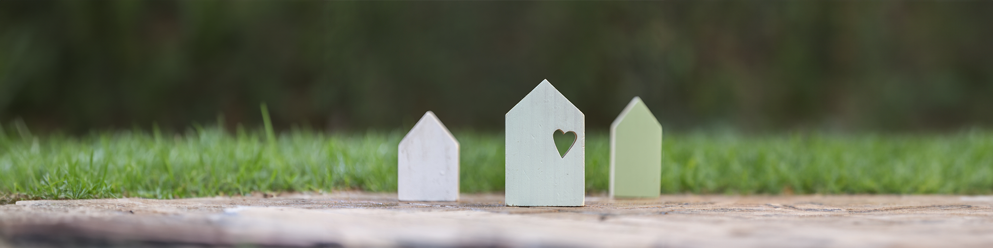 Petites maisons en bois sur une pelouse